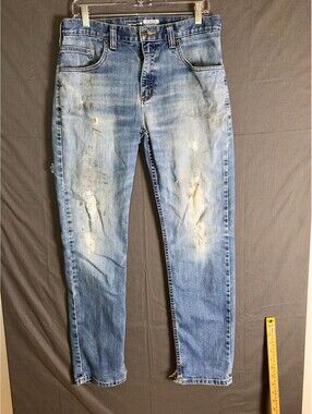 Carhartt Jeans Relaxed Fit Distressed Workwear Paint Splatter Light Wash 32x32